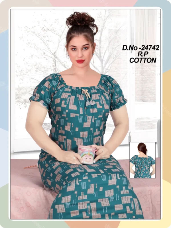 R P Cotton Night Suits Printed Gown Nighty - 5pcs