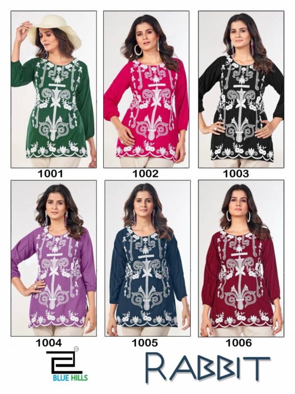 Rabbit By Blue Hills Rayon With Embroidery Ladies Top - 6pcs