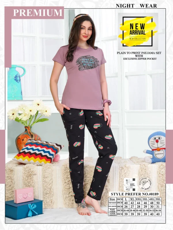 Vol At 0189 Summer Special Hosiery Cotton Night Suit - 6pcs