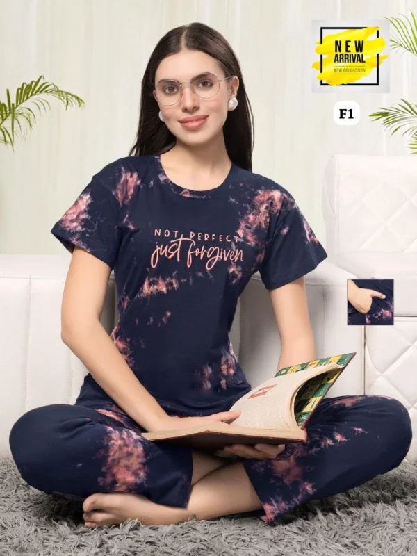 Vol F101 SD By Summer Special Printed Shinker Hosiery Cotton Night Suit - 4pcs