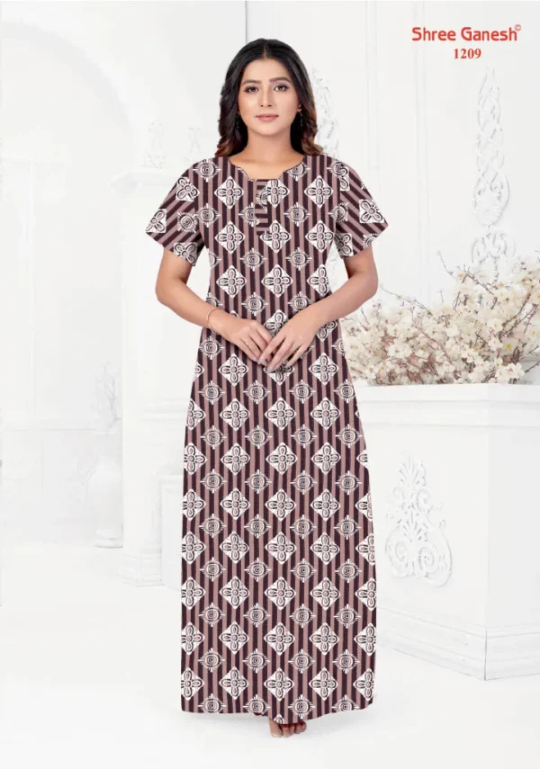 Shree Ganesh Printed Cotton Nighty - 5Pcs