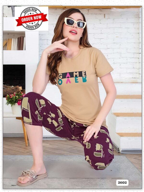 Vol AT2602 Summer Special Shinker Hosiery Cotton Night Suit - 6pcs